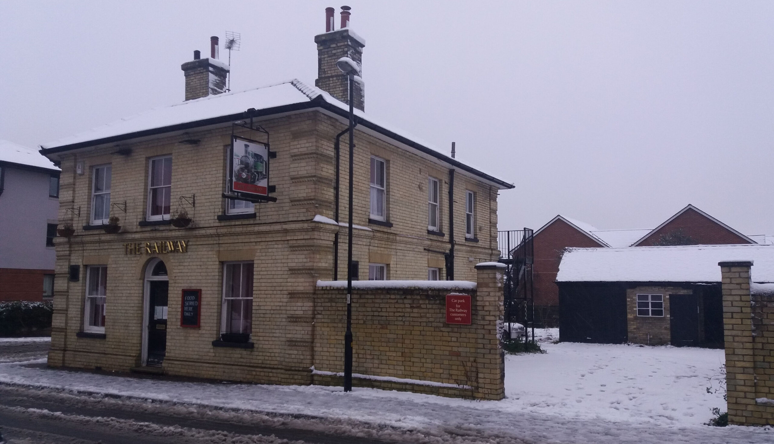 Railway Pub in the snow.December 2020